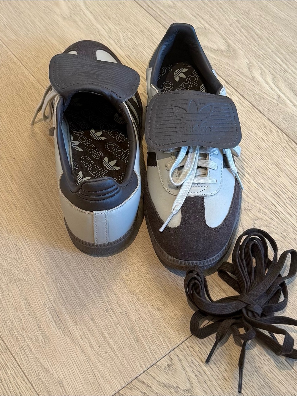 adidas Low-Top Sneakers in Light Gray and Dark Brown